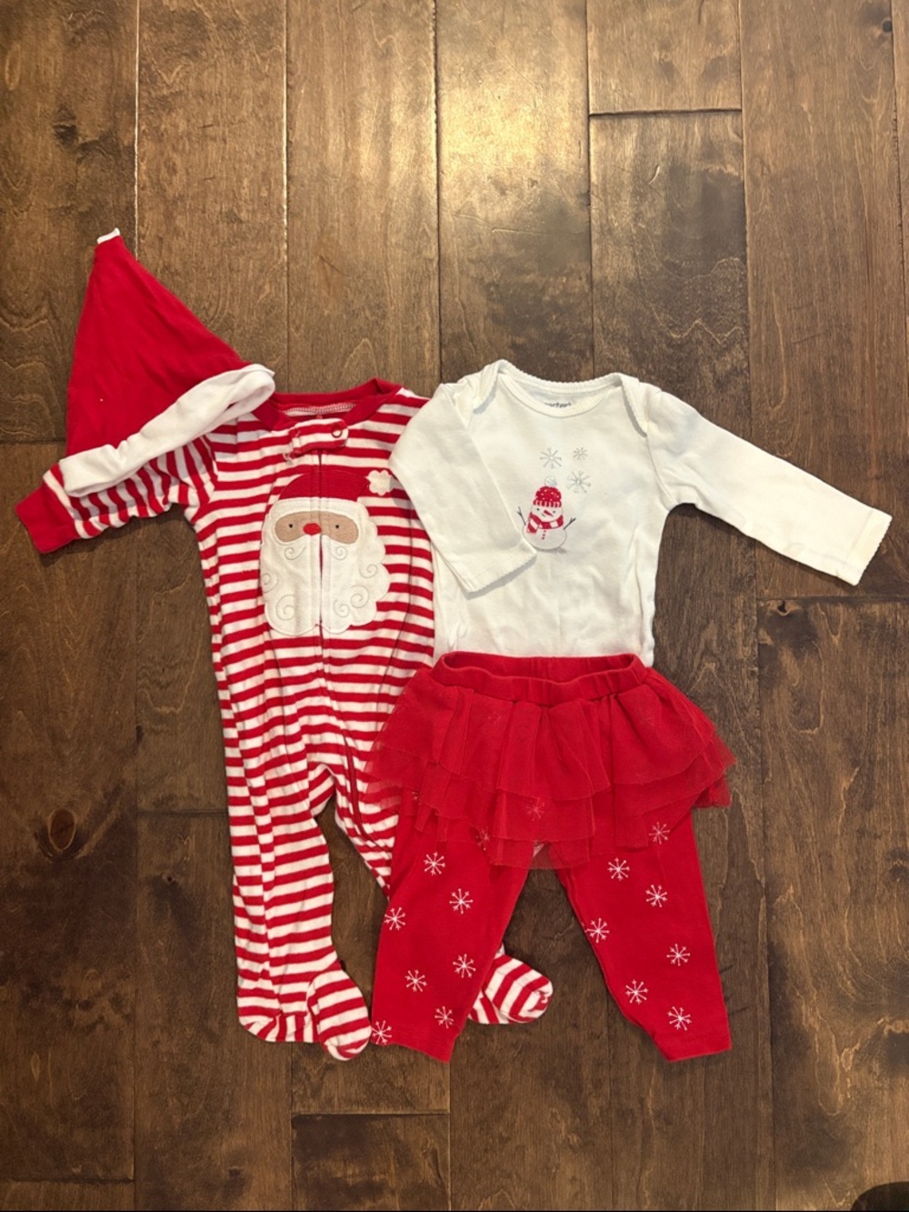 Christmas Baby Holiday Sleepers & Tutu Leggings Set - Red & White 6 Months